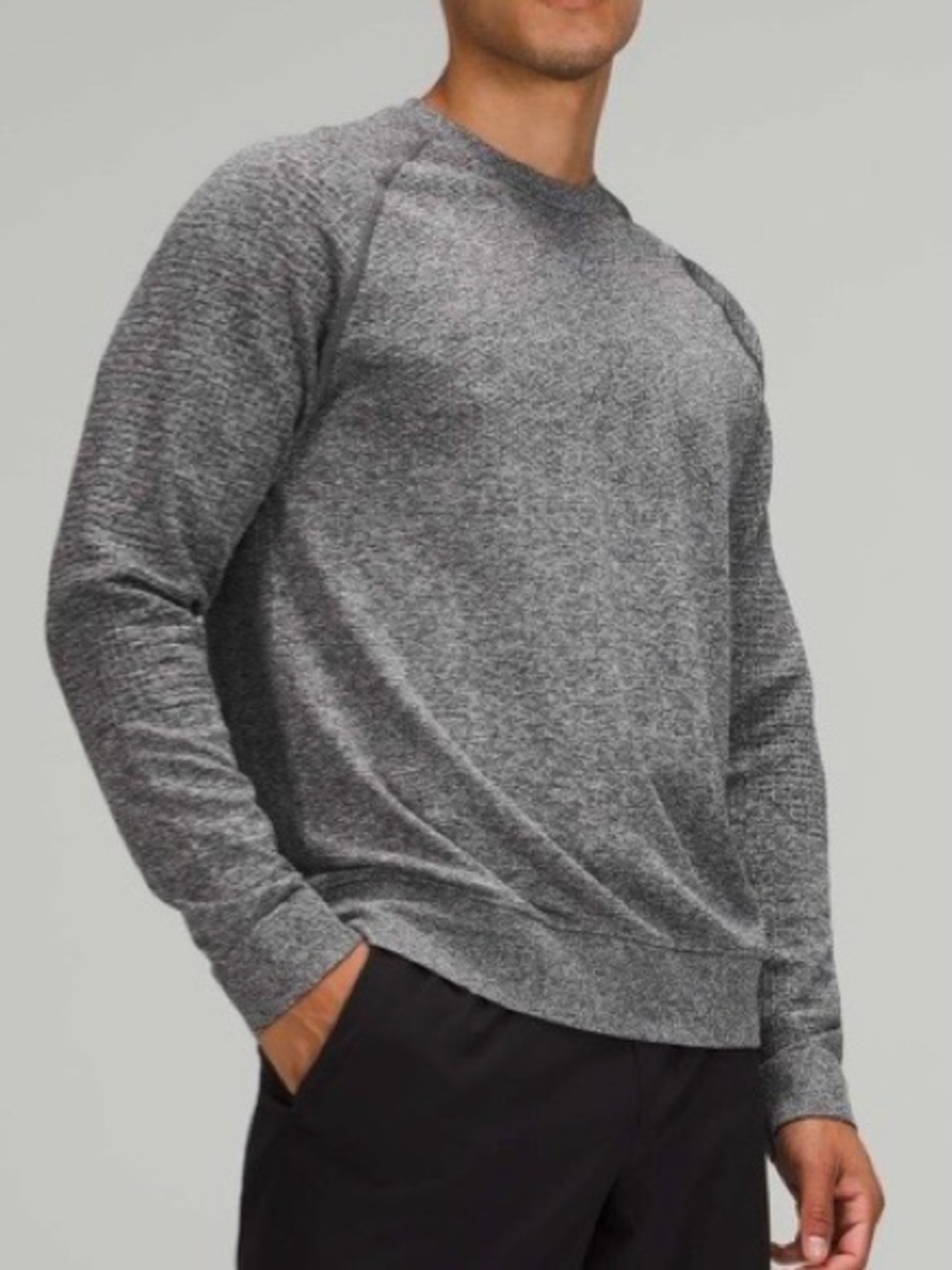 Lululemon Engineered Warmth Long Sleeve Crew Wool Blend Grey Black Men's Large